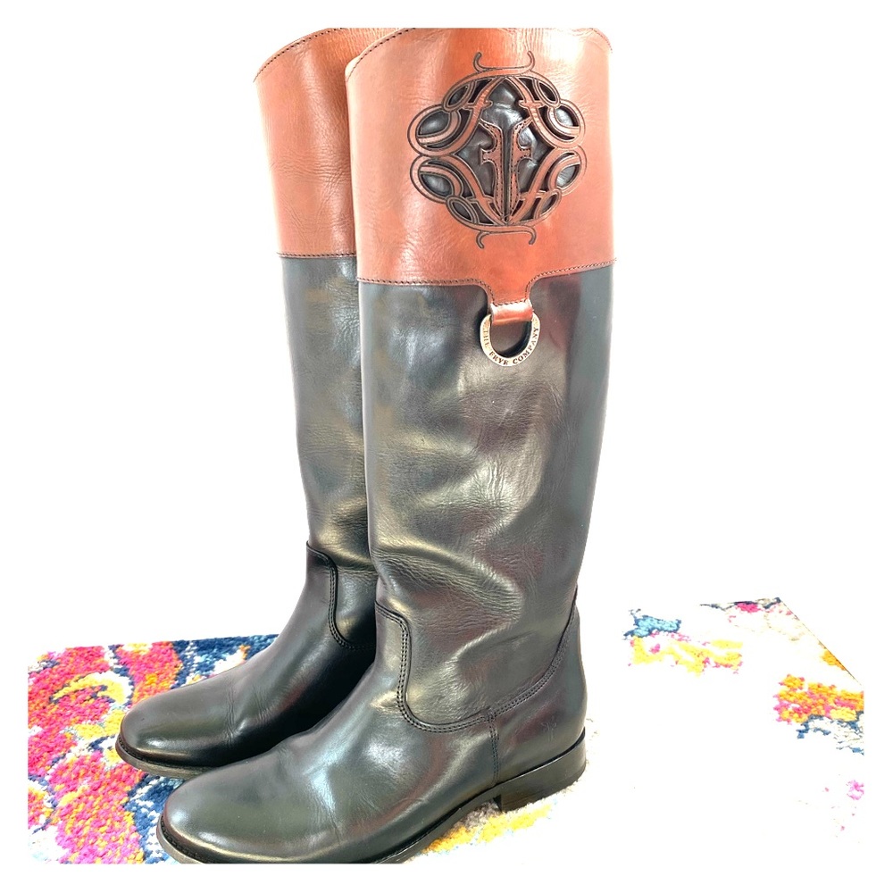 Frye Womens Melissa Logo Leather Riding Boots Sz 8